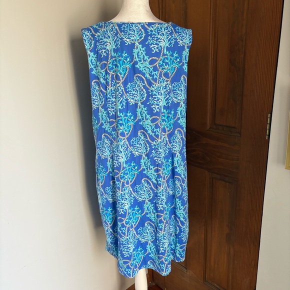 Lulu B Plus 1X Blue Summer Coral Knotical Print Sleeveless Summer Dress Beachy - Picture 4 of 8
